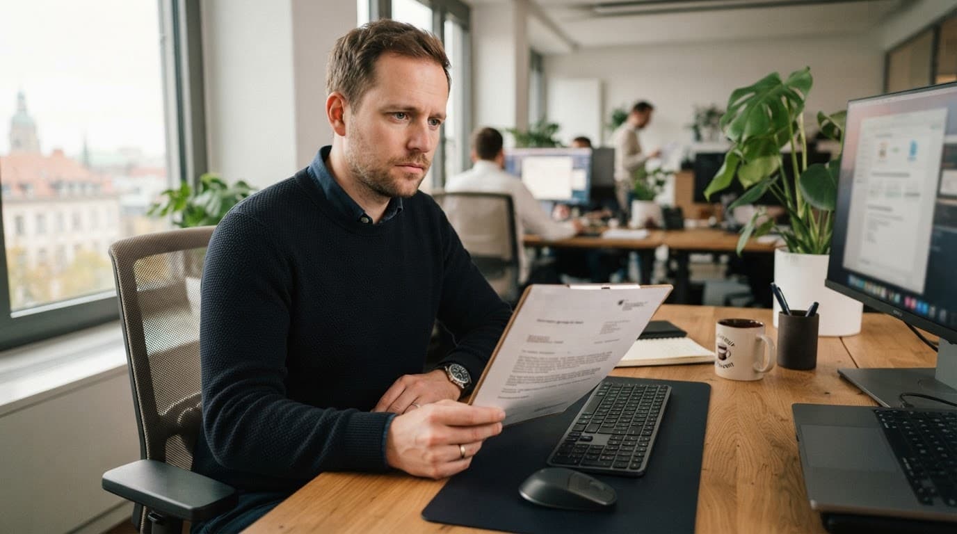 Arbeitgeber überreicht Kündigungsschreiben am Besprechungstisch